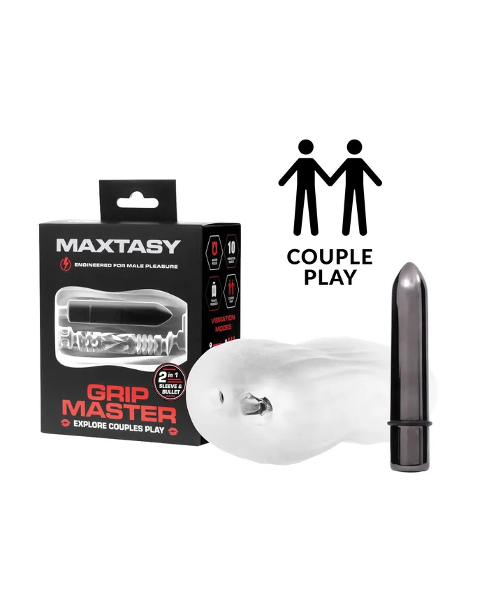 Male Sex Toys Maxtasy Grip Master Sleeve Bullet Clear Maxtasy