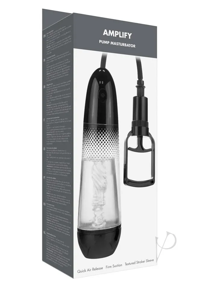 Male Sex Toys Me You Us ME YOU US Amplify Pump Masturbator ClearBlack