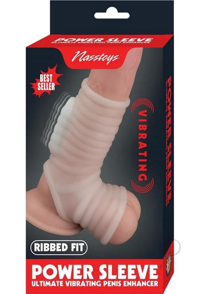 Male Sex Toys Nasstoys Vibrating Power Sleeve Ribbed Fit White