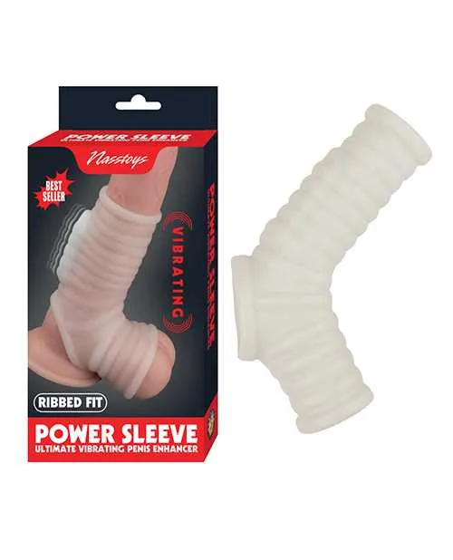 Male Sex Toys Nasstoys Vibrating Power Sleeve Ribbed Fit White