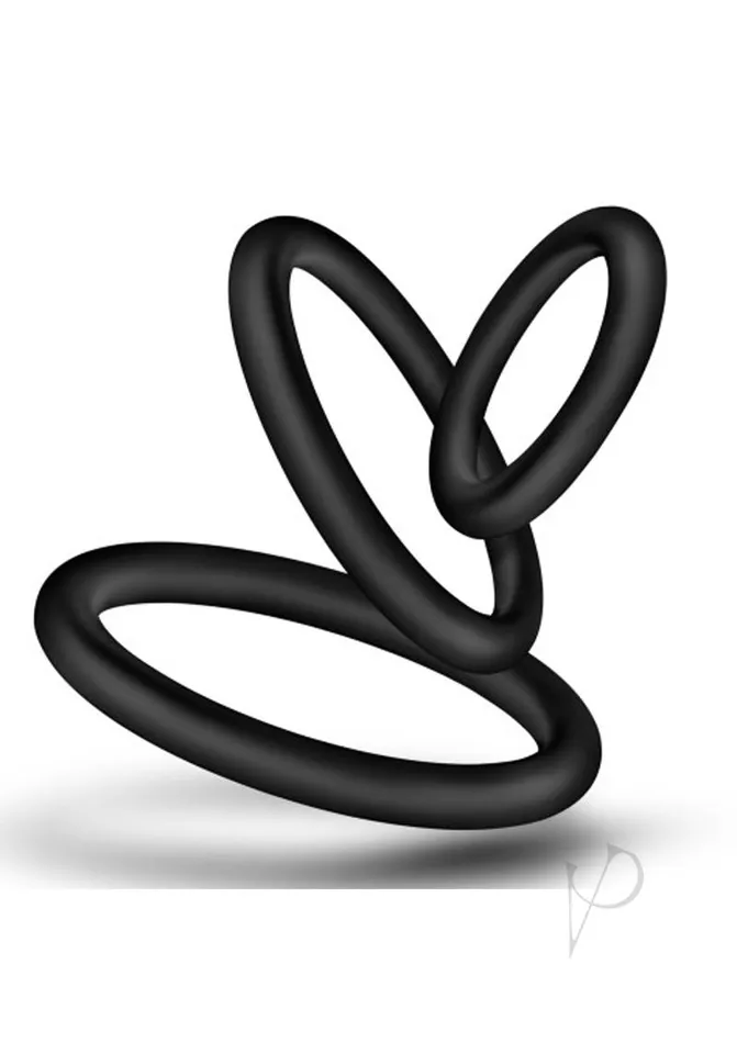 Male Sex Toys Performance Performance VS4 Pure Premium Silicone Cock Ring Set 3 Sizes Black