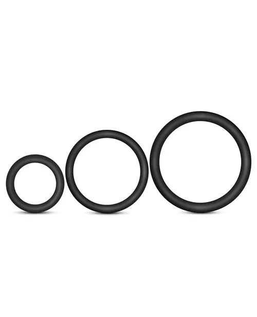 Male Sex Toys Performance Performance VS4 Pure Premium Silicone Cock Ring Set 3 Sizes Black
