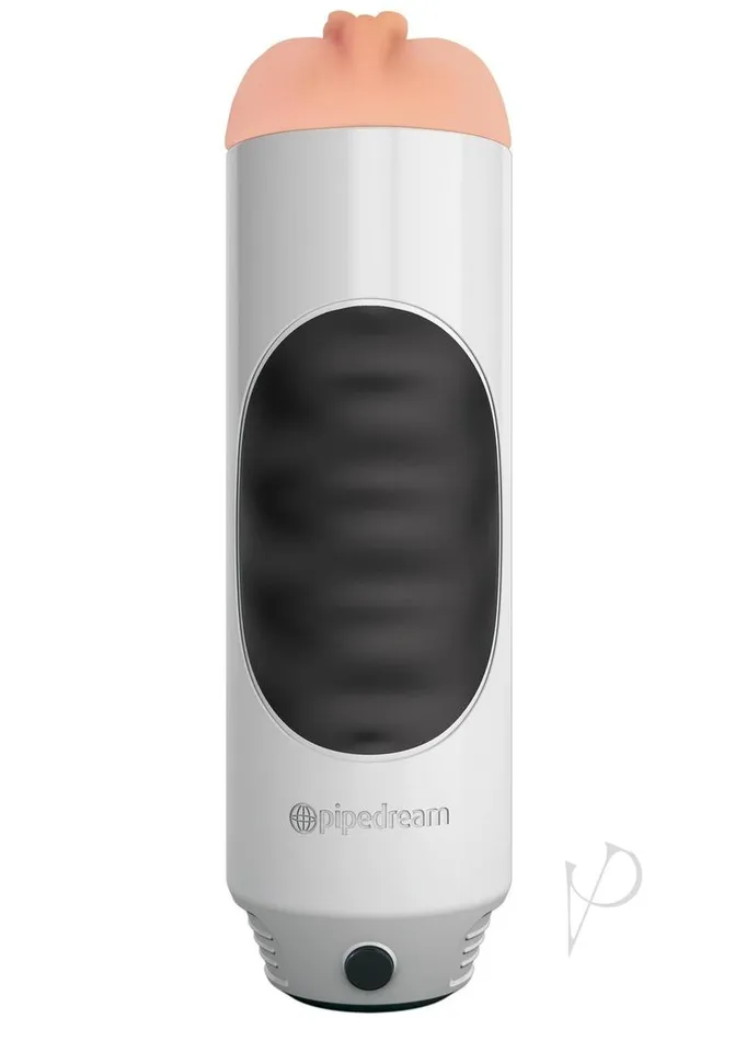 Male Sex Toys Pipedream Extreme Toyz Pipedream Extreme Toyz Mega Grip Vibrating Pussy Masturbator Pussy WhiteBlackVanilla