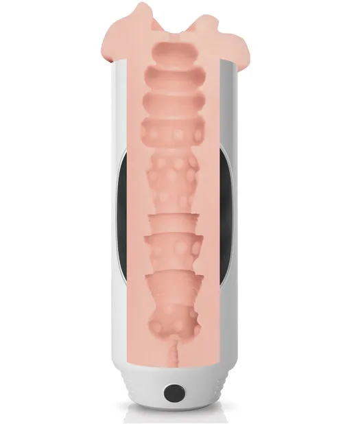 Male Sex Toys Pipedream Extreme Toyz Pipedream Extreme Toyz Mega Grip Vibrating Pussy Masturbator Pussy WhiteBlackVanilla