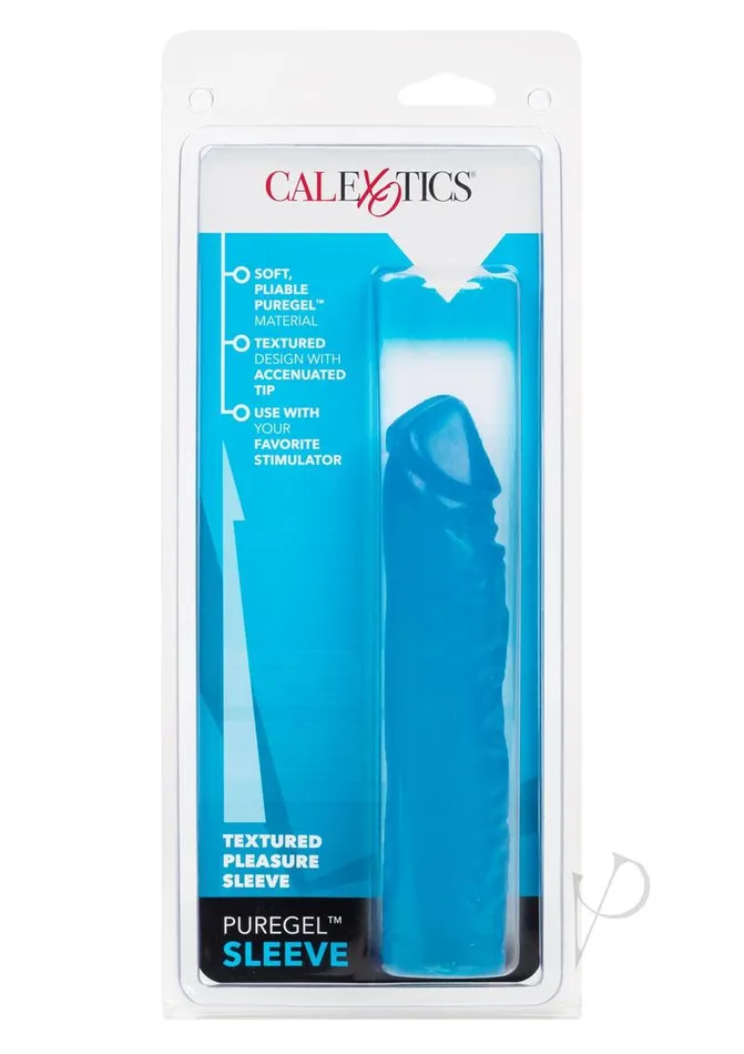 Male Sex Toys Puregel Textured Pleasure Penis Sleeve Blue Extensions