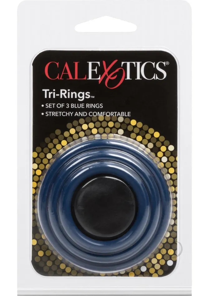 Male Sex Toys Rings Tri Rings Cock Ring Set 3 Piece Set Blue