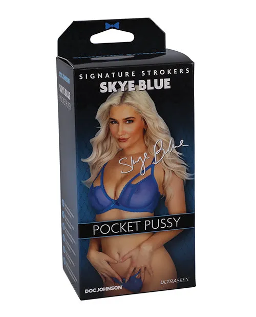 Male Sex Toys Signature Strokers Signature Strokers Skye Blue Ultraskyn Pocket Masturbator Pussy Vanilla