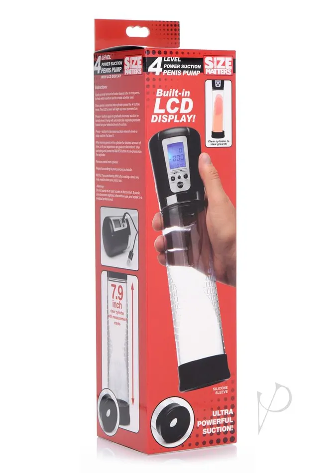 Male Sex Toys Size Matters Size Matters Power Suction Penis Pump with Builtin Display Clear Male Sex Toys Size Matters Size Matters Power Suction Penis Pump with Builtin Display Clear