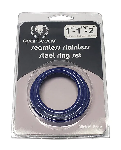 Male Sex Toys Spartacus Spartacus Seamless Stainless Steel CRing Blue Pack of 3 Male Sex Toys Spartacus Spartacus Seamless Stainless Steel CRing Blue Pack of 3