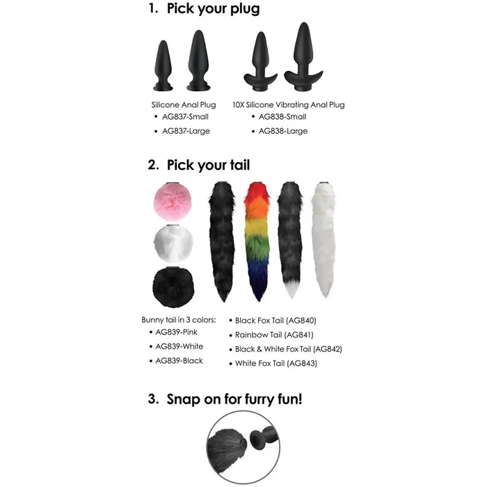 Male Sex Toys Tailz Small Anal Plug with Interchangeable Fox Tail