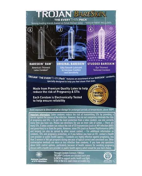 Male Sex Toys Trojan Trojan BareSkin EveryTHIN Condom Variety Pack of 10