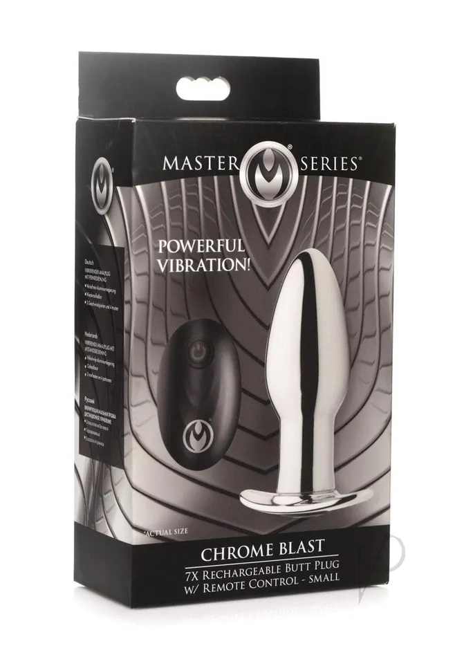 Master Series Chrome Blast 7X Rechargeable Anal Plug with Remote Control Small Silver Master Series Male Sex Toys Master Series Chrome Blast 7X Rechargeable Anal Plug with Remote Control Small Silver Master Series Male Sex Toys