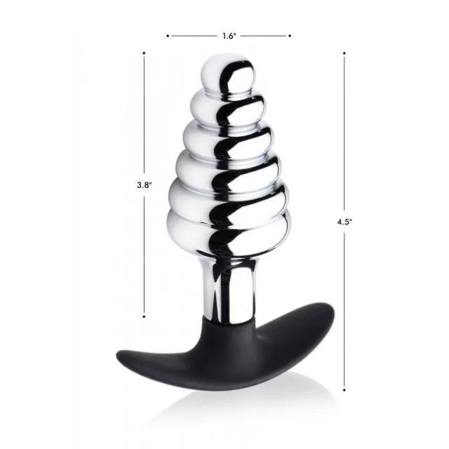Master Series Dark Hive Metal and Silicone Ribbed Anal Plug Male Sex Toys