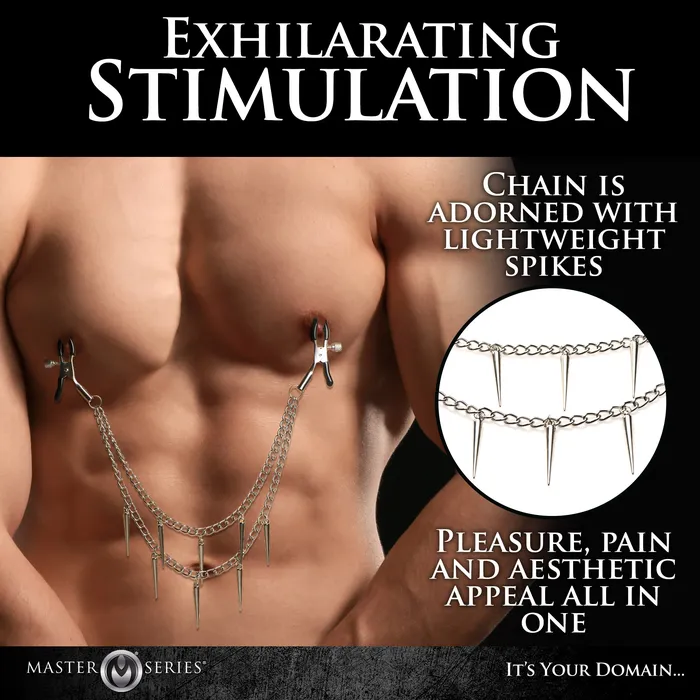 Master Series Female Sex Toys Daggers Double Chain Nipple Clamps