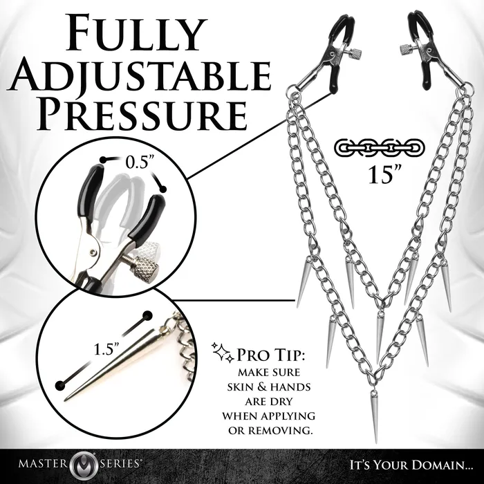 Master Series Female Sex Toys Daggers Double Chain Nipple Clamps