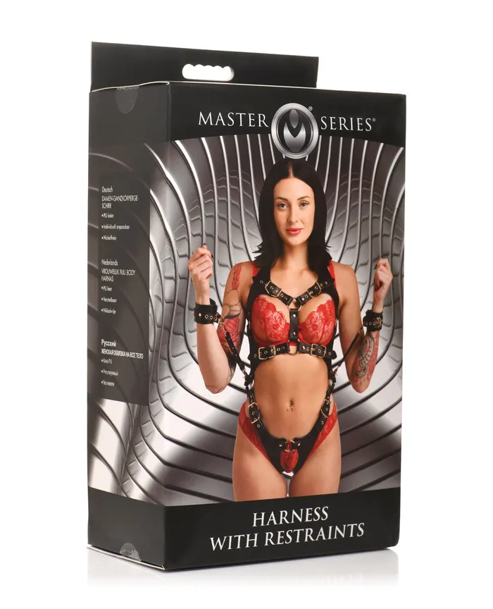 Master Series Female Sex Toys Master Series Harness with Restraints BlackGold