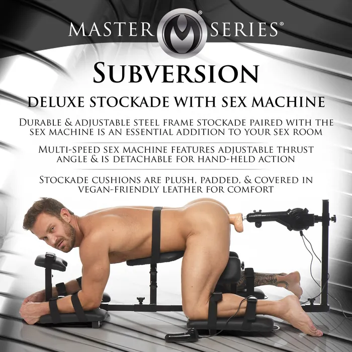 Master Series Female Sex Toys Subversion Deluxe Stockade with Sex Machine