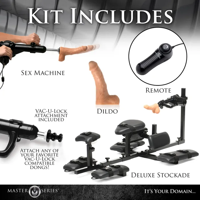 Master Series Female Sex Toys Subversion Deluxe Stockade with Sex Machine