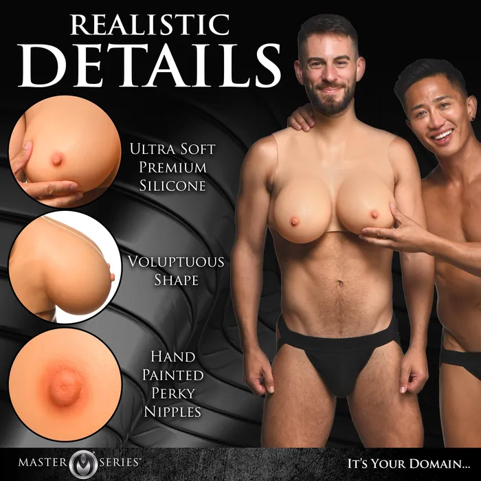 Master Series Male Sex Toys Perky Pair GCup Wearable Silicone Breasts