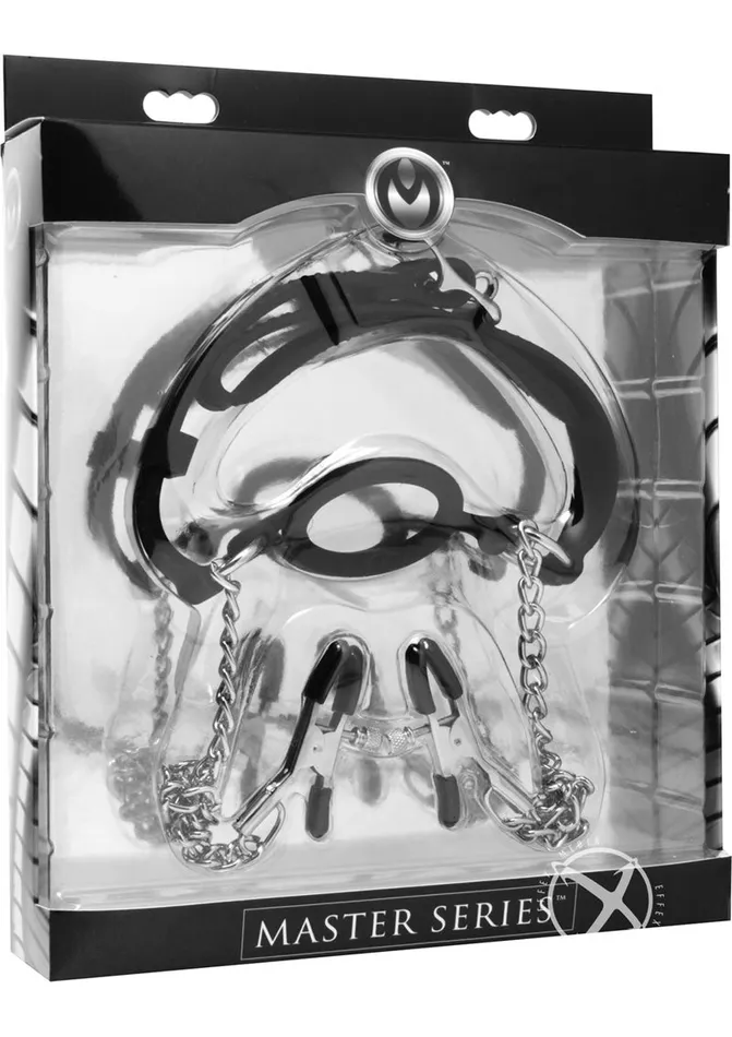 Master Series Master Series Mutiny Silicone ORing Gag with Nipple Clamps Black Male Sex Toys Master Series Master Series Mutiny Silicone ORing Gag with Nipple Clamps Black Male Sex Toys