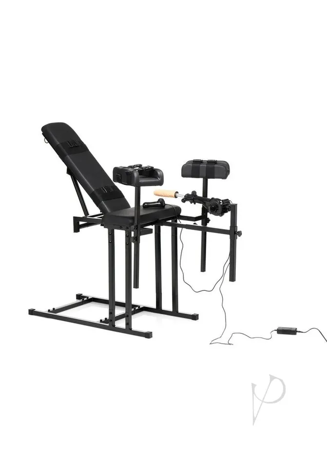 Master Series Obedience Chair with Sex Machine Black Master Series Female Sex Toys