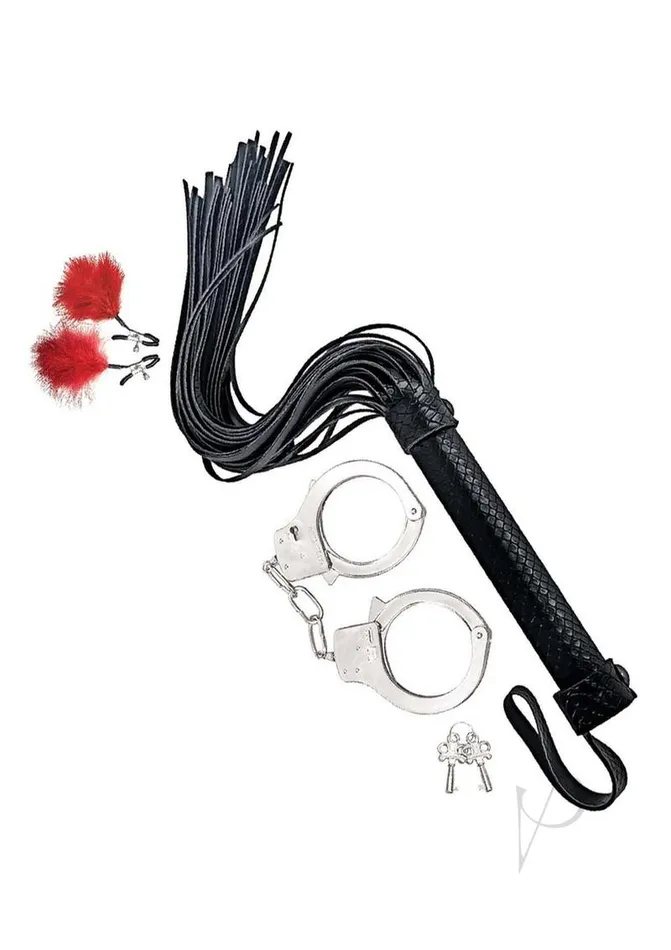 Nasstoys Bondage Whip Feather Clamps and Cuffs Kit Red Bondage Restraints Nasstoys Bondage Whip Feather Clamps and Cuffs Kit Red Bondage Restraints
