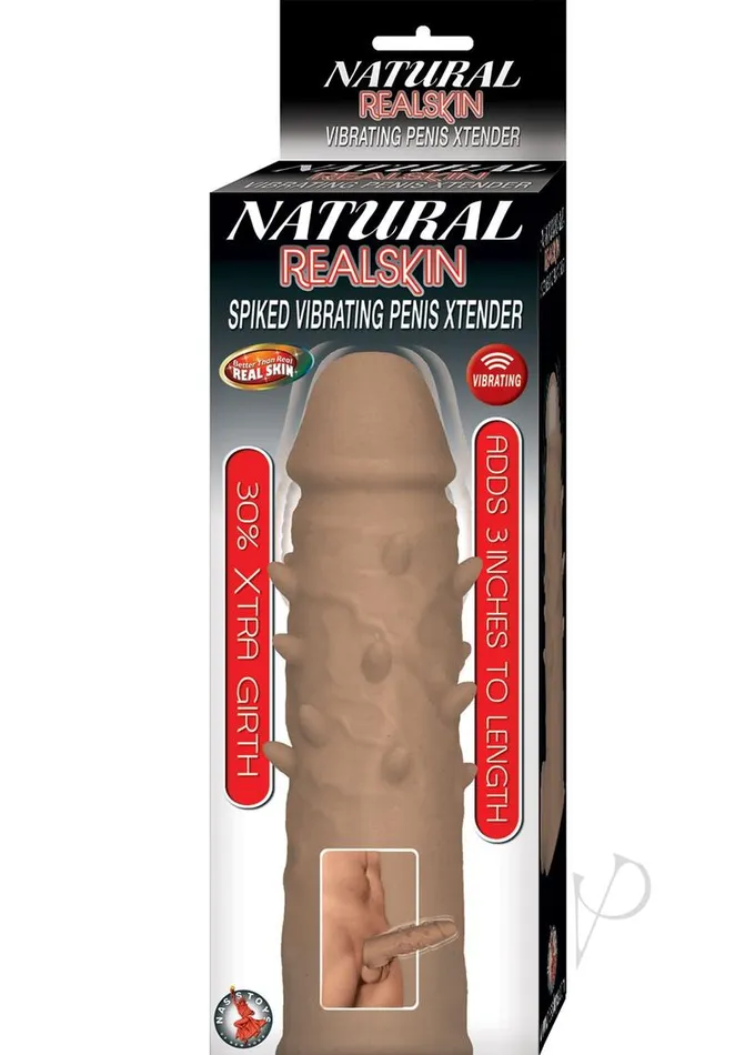Natural Realskin Spiked Vibrating Penis Xtender Chocolate Natural Male Sex Toys Natural Realskin Spiked Vibrating Penis Xtender Chocolate Natural Male Sex Toys