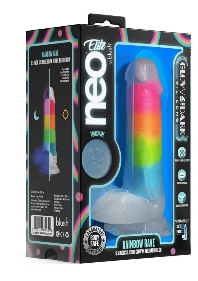 Neo Elite Female Sex Toys Neo Elite Glow in the Dark Silicone Rainbow Rave Dildo 65in Multicolor Neo Elite Female Sex Toys Neo Elite Glow in the Dark Silicone Rainbow Rave Dildo 65in Multicolor