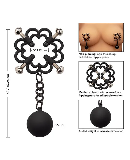 Nipple Grips Power Grip 4Point Weighted Nipple Press Clamps BlackSilver Nipple Grips Anal