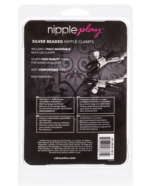 Nipple Play Silver Beaded Chain Nipple Clamps Silver Nipple Play Anal Nipple Play Silver Beaded Chain Nipple Clamps Silver Nipple Play Anal