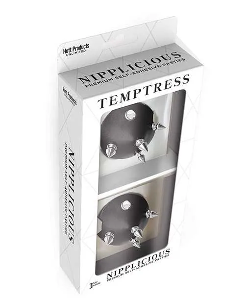 Nipplicious Temptress Leather Pasties wStuds Black Nipplicious Restraints