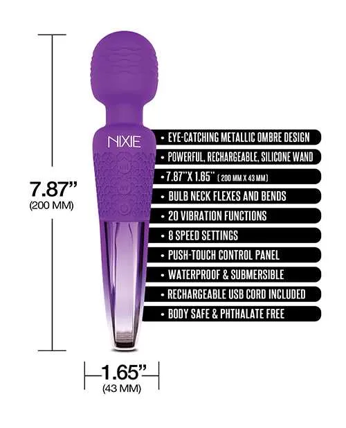 Nixie Nixie Rechargeable Wand Massager Purple Ombre Metallic Vibrators Nixie Nixie Rechargeable Wand Massager Purple Ombre Metallic Vibrators