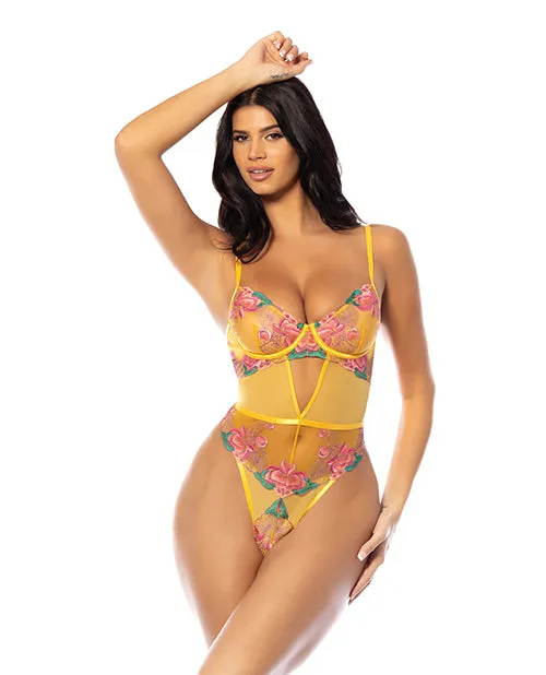 Oh La La Cheri Elisabeth Unlined Underwire Embroidered Teddy Yellow MD Vibrators Oh La La Cheri Elisabeth Unlined Underwire Embroidered Teddy Yellow MD Vibrators