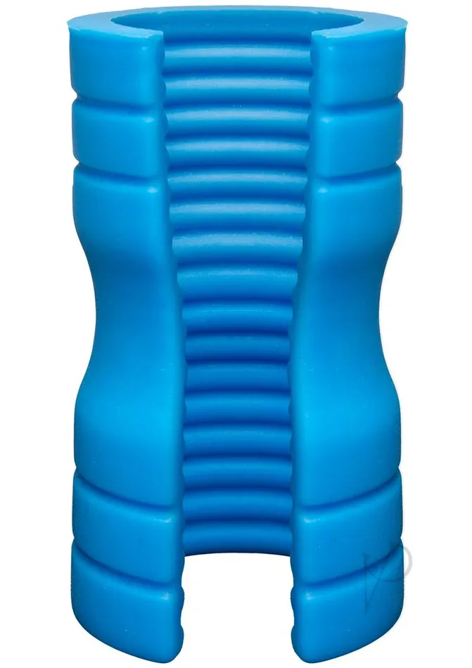 OptiMALE Ribbed Truskyn Silicone Masturbator Blue Opti Male Male Sex Toys