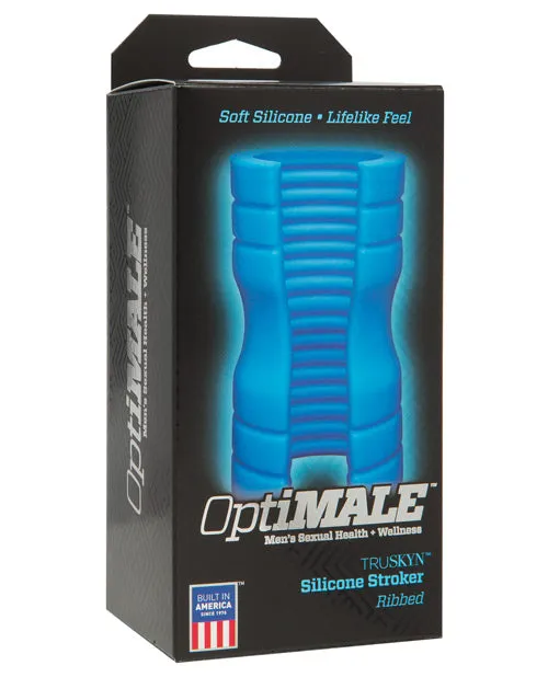 OptiMALE Ribbed Truskyn Silicone Masturbator Blue Opti Male Male Sex Toys