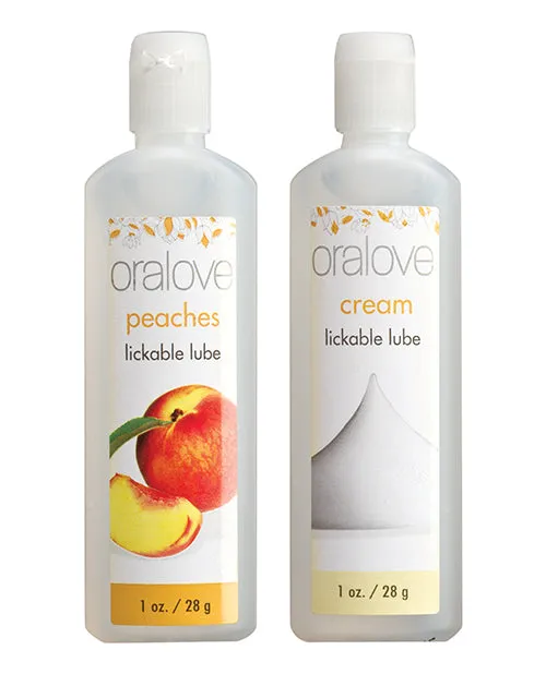 Oralove Delicious Duo Lickable Peaches and Cream Water Based Lubricant 1oz 2 per set Oralove Anal Oralove Delicious Duo Lickable Peaches and Cream Water Based Lubricant 1oz 2 per set Oralove Anal