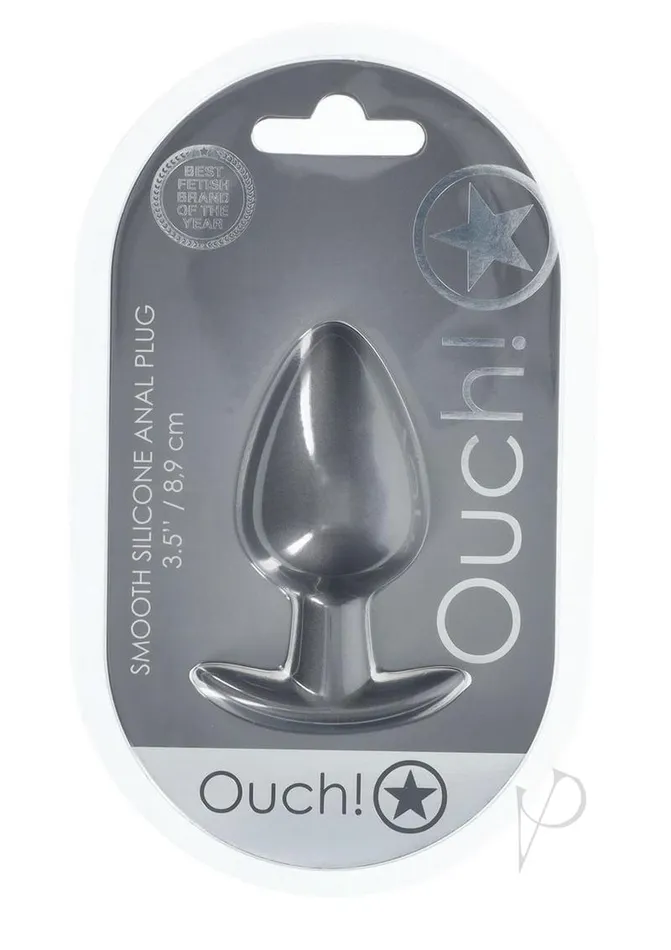Ouch Anal Plug Silicone Large Gun Metal Ouch Male Sex Toys