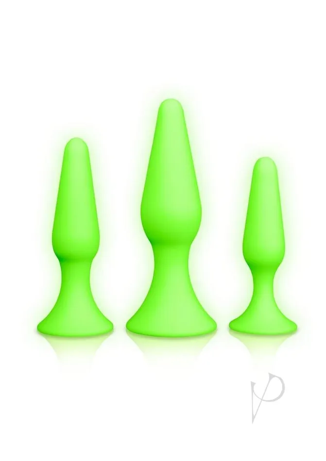 Ouch Butt Plug Set Glow in the Dark Green Ouch Anal Ouch Butt Plug Set Glow in the Dark Green Ouch Anal