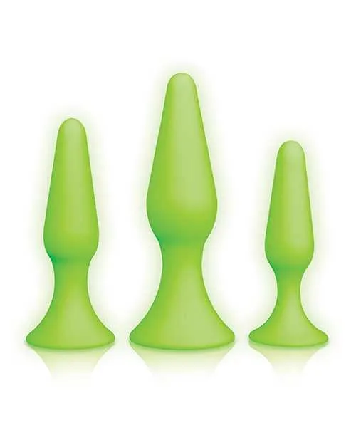 Ouch Butt Plug Set Glow in the Dark Green Ouch Anal Ouch Butt Plug Set Glow in the Dark Green Ouch Anal