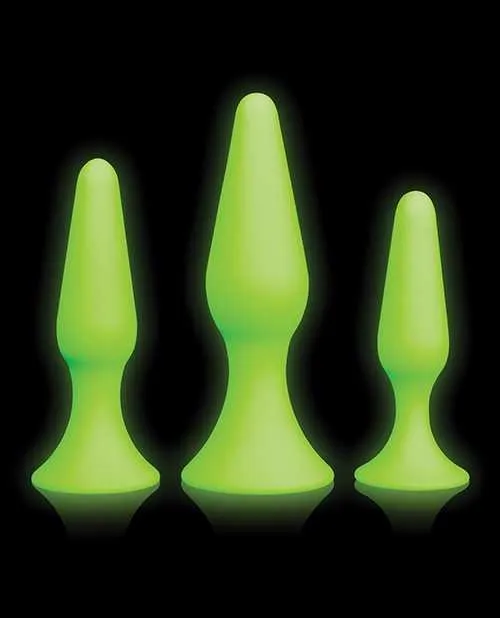 Ouch Butt Plug Set Glow in the Dark Green Ouch Anal Ouch Butt Plug Set Glow in the Dark Green Ouch Anal