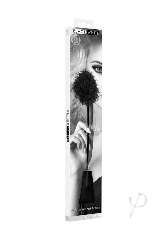Ouch Crop with Feather Tickler Black Ouch Couples