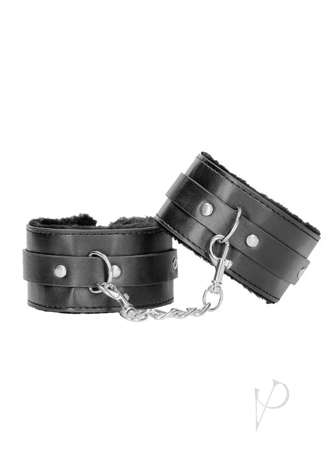 Ouch Restraints Ouch Plush Bonded Leather Ankle Cuffs Black Ouch Restraints Ouch Plush Bonded Leather Ankle Cuffs Black