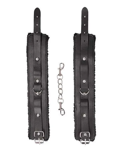 Ouch Restraints Ouch Plush Bonded Leather Ankle Cuffs Black Ouch Restraints Ouch Plush Bonded Leather Ankle Cuffs Black