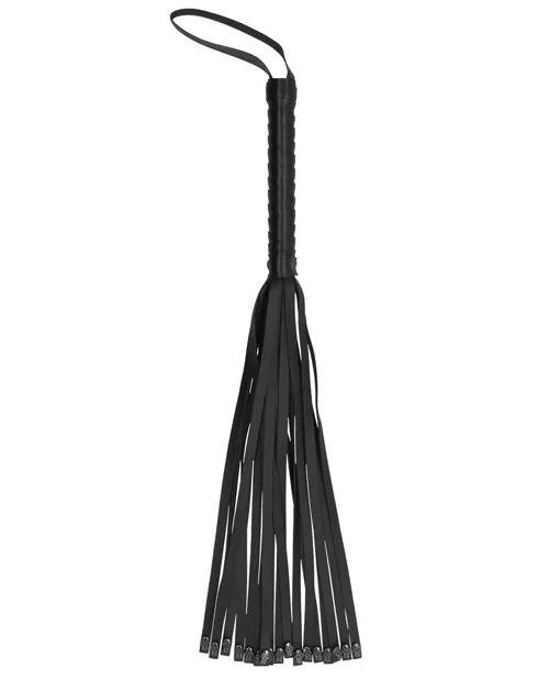 Ouch Restraints Ouch Skulls and Bones Leather Whip with Skulls Black