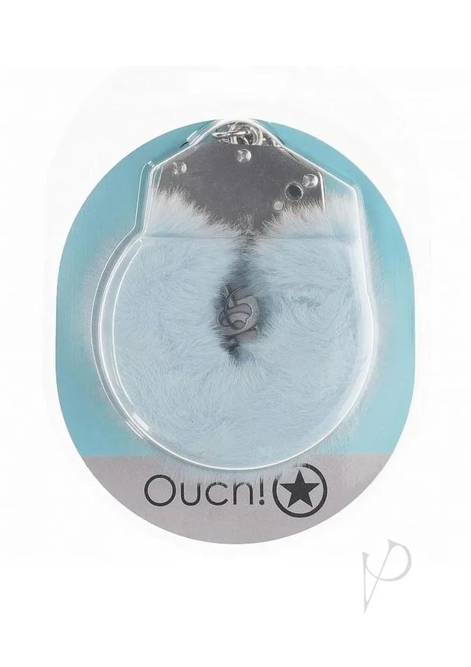 Ouch Vibrators Ouch HeavyDuty Fluffy Handcuffs Powder Blue