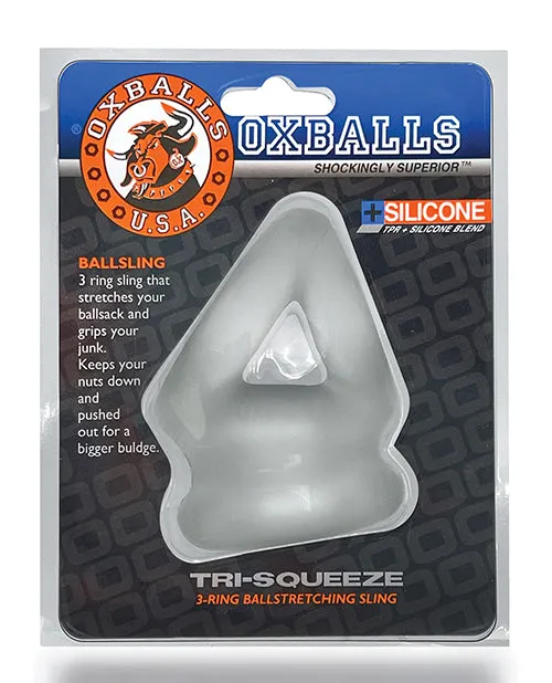 Oxballs TriSqueeze Silicone 3Ring Ball Stretching Sling Clear Ice Oxballs Male Sex Toys