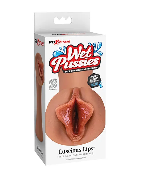 PDX Extreme Wet Pussies Luscious Lips Self Lubricating Stroker Caramel Pipedream Extreme Toyz Male Sex Toys