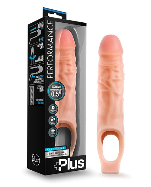 Performance Plus Performance Plus Silicone Cock Sheath Penis Extender 9in Vanilla Male Sex Toys