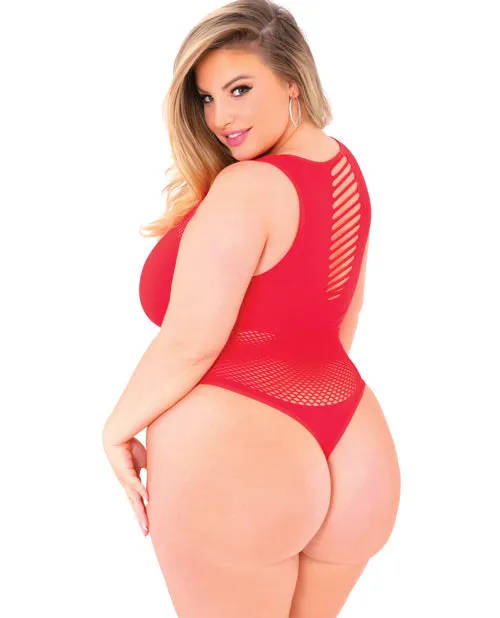 Pink Lipstick Low Blow Cut Out Bodysuit Red QN Pink Lipstick Vibrators