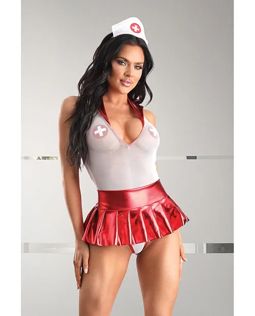Play By Fantasy Lingerie Vibrators Play Pulse Check Collared Teddy wOpen Back Pleated Skirt Medic Hat Pasties RedWhite ML Play By Fantasy Lingerie Vibrators Play Pulse Check Collared Teddy wOpen Back Pleated Skirt Medic Hat Pasties RedWhite ML